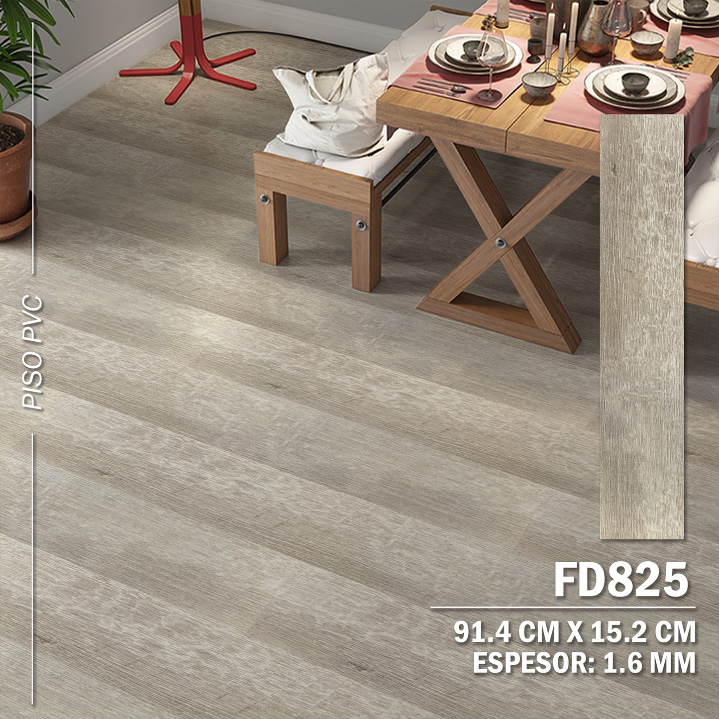 Piso PVC Autoadhesivo 3D FD825